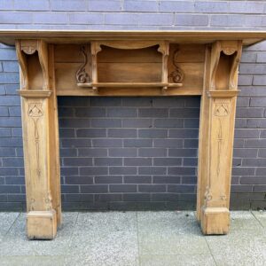 Pine Edwardian Art Nouveau Fire Surround