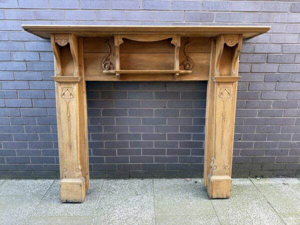 Pine Edwardian Art Nouveau Fire Surround