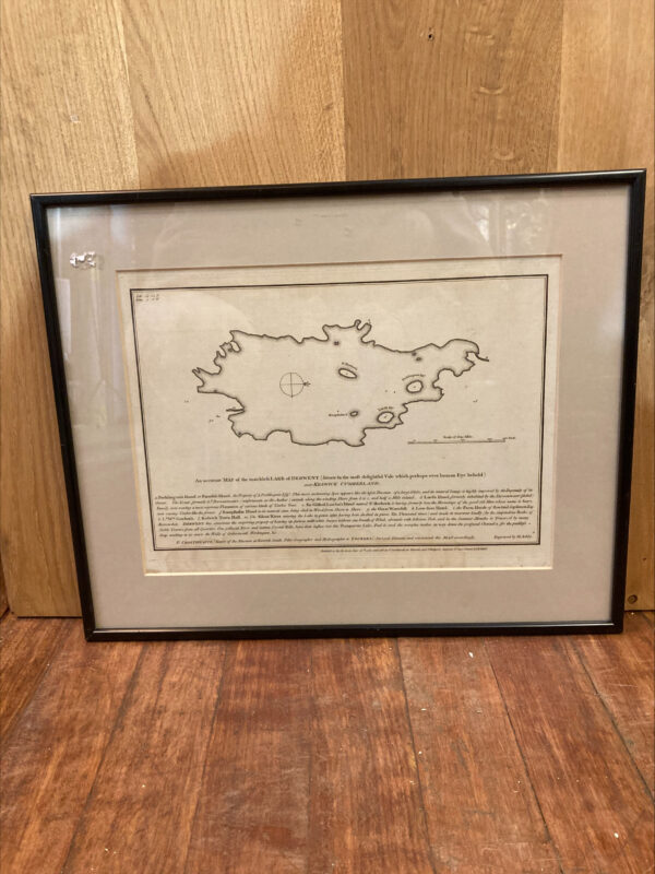 Vintage Framed Map Of Lake Derwent