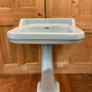 Edwardian Style Cut Corner Sink & Pedestal Aqua Blue Glaze