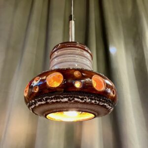 Mid Century German Studio Pottery Pendant with Chrome Stem - 1970s classic