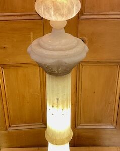 Victorian Carved Marble Column with Illuminated Urn