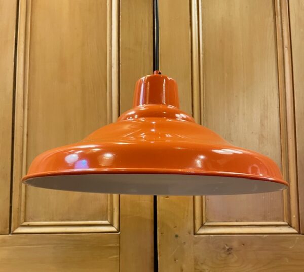 Contemporary Metal Coolie Pendant in Orange