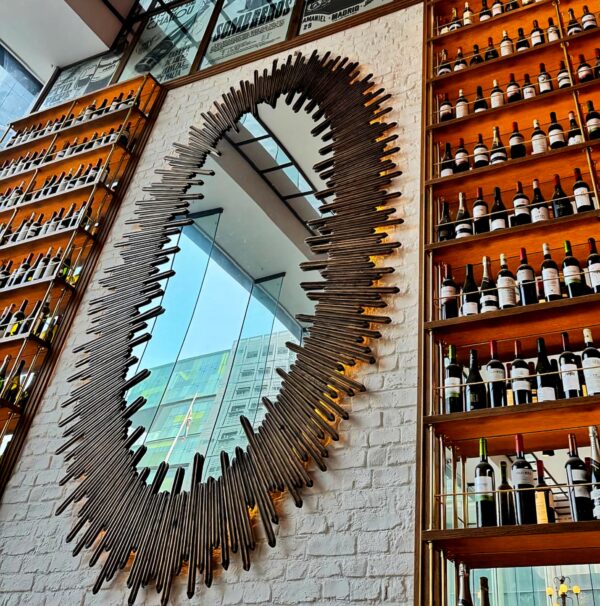 Bespoke Industrial Bobbin Mirror and Light