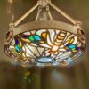 Arts + Crafts pendant leaded glass bees