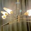Mid Century Brass Steel 6 Pendant Light