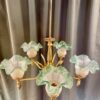 Victorian Brass light green glass