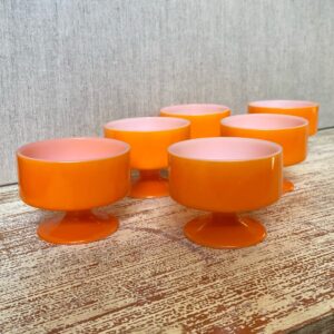 Vintage Orange glass dessert bowls 70s