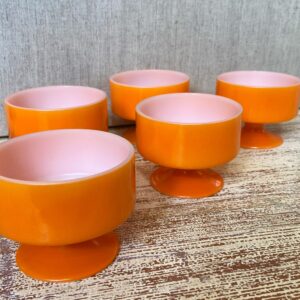 Vintage Orange glass dessert bowls 70s