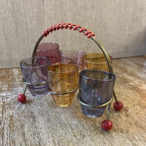 Mid Century shot glasses caddy