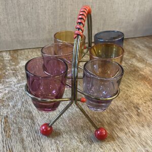Mid Century shot glasses caddy