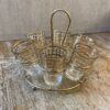 Mid Century shot glasses caddy gold