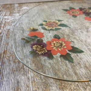 Mid Century Floral Glass Tray