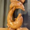 Hand Carved Wooden Dolphin Sculpture