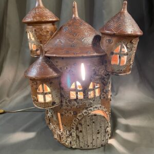 Vintage French Ceramic Castle Lamp