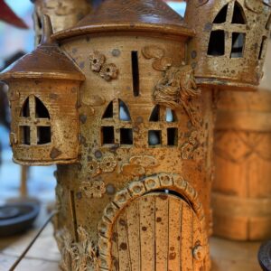 Vintage French Ceramic Castle Lamp