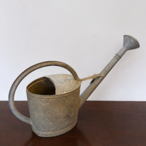 Vintage German Galvanised Watering Can with Rose