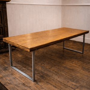 Industrial Teak + Chrome Table