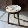 Vintage Carved Elm Milking Stool