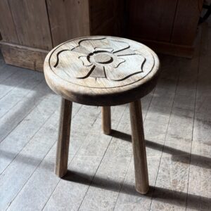Vintage Carved Elm Milking Stool