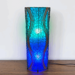 Mid Century Fabric + Rattan Floor lamp