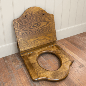 Antique Solid Oak Throne Toilet Seat
