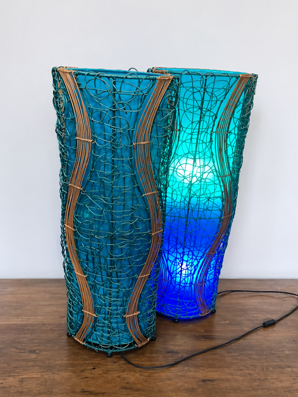 Mid Century Fabric + Rattan Floor lamp Mid Century Fabric + Rattan Floor lamp