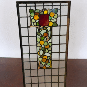 Art Nouveau Floral Leaded Glass Panel