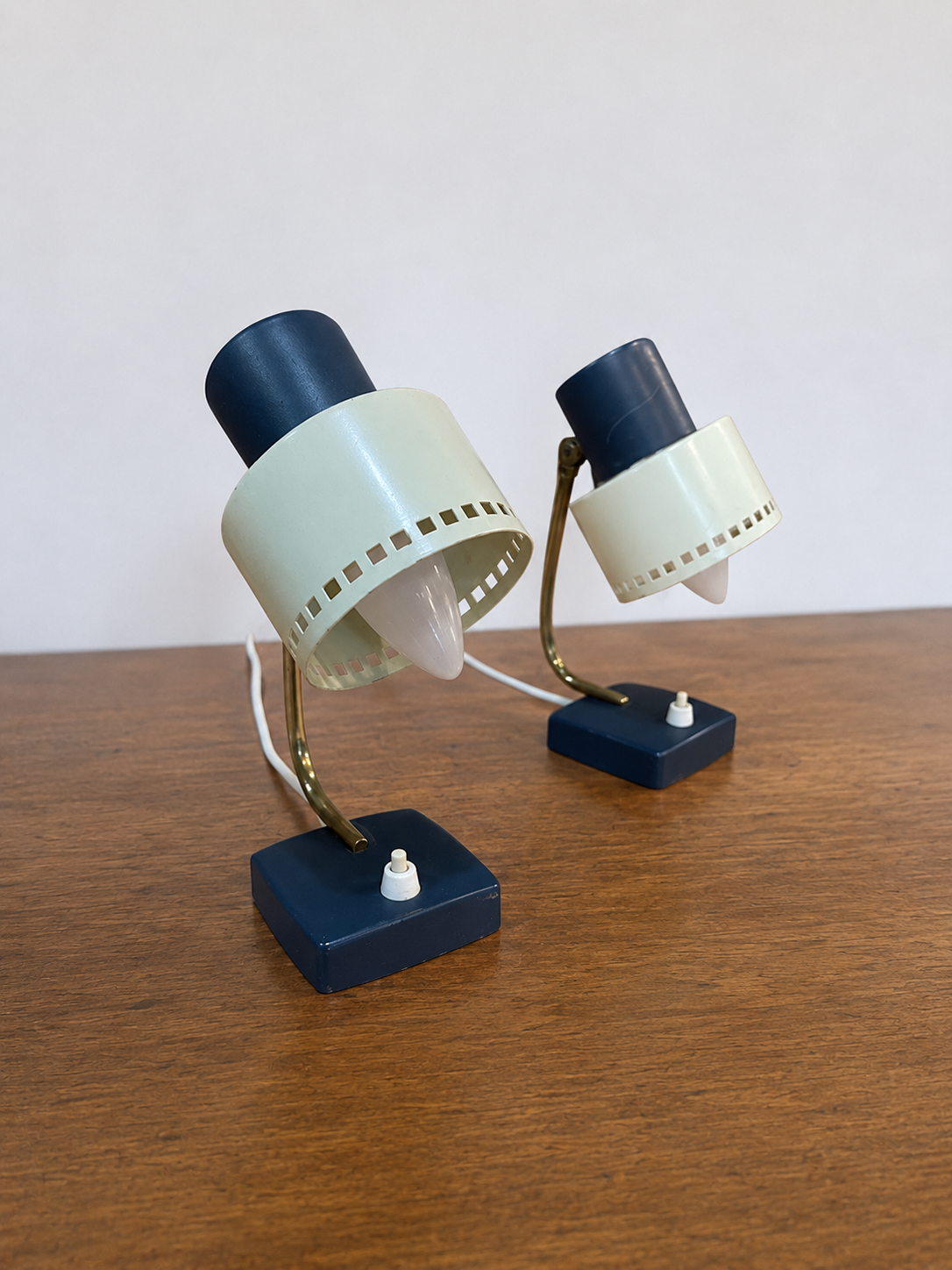 1950s Perforated Bedside Lamps Pair
