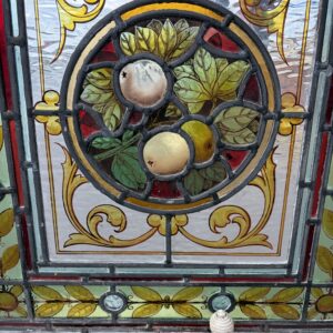 Victorian Stained Glass in Arched Frame