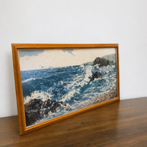Mid Century Needlepoint Coastal Scene