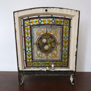 Victorian Stained Glass in Arched Frame