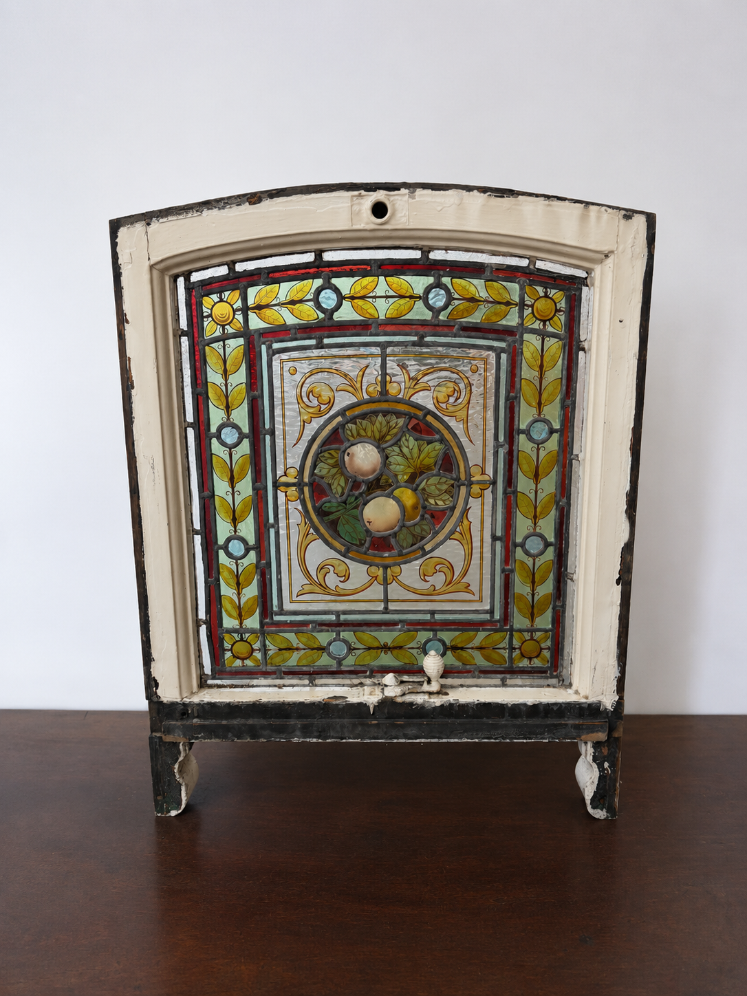 Victorian Stained Glass in Arched Frame