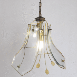 Vintage Smoked Glass Italian Pendant