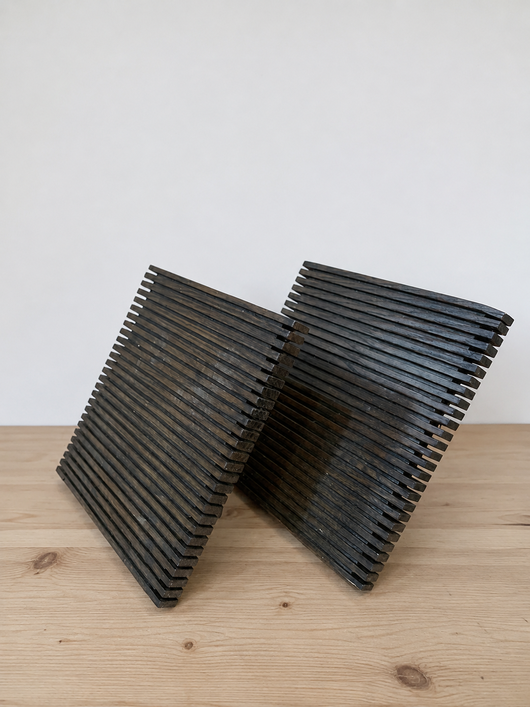 Contemporary Hardwood Grooved Bookends