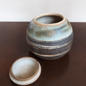 Vintage Stonewear Vase with Lid