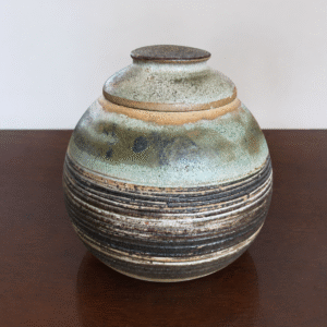 Vintage Stonewear Vase with Lid