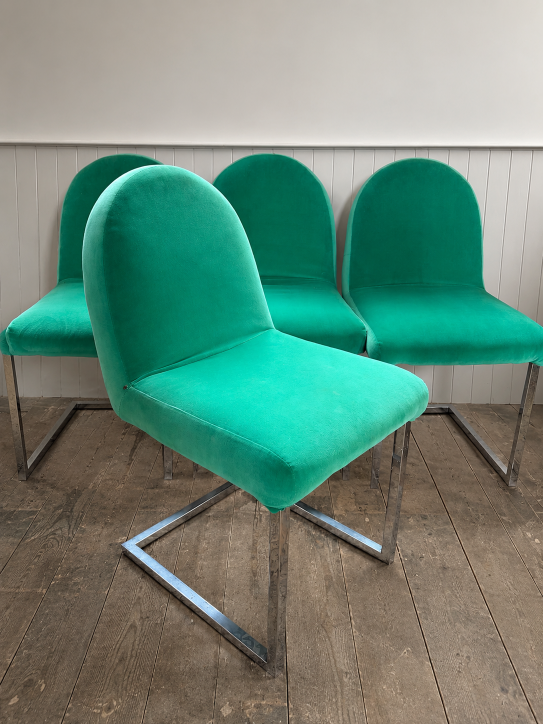 Milo Baughman Cantilever Chrome Dining Chair