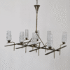 1960s 8 Shade Geometric Brass Chandelier