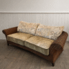 Rustic Rattan Sofa with Map Fabric