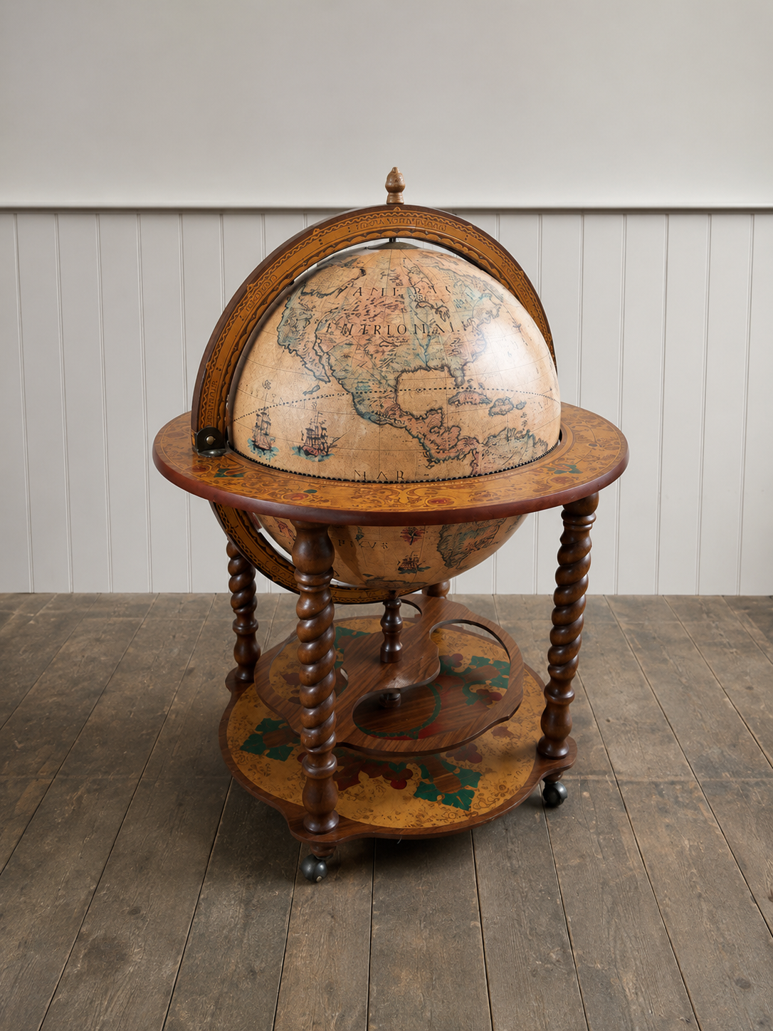 Antique Style World Map Dry Bar Antique Style World Map Dry Bar