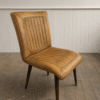 Milo Baughman Style Cantilever Chrome Dining Chair Contemporary Tan Leather Chair