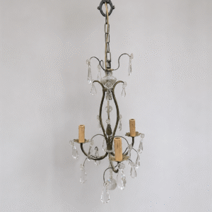 Vintage French Gilt Brass Crystal Chandelier Vintage French Gilt Brass Crystal Chandelier