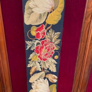 Antique Walnut 3 Panel Embroidered Screen Antique Walnut 3 Panel Embroidered Screen