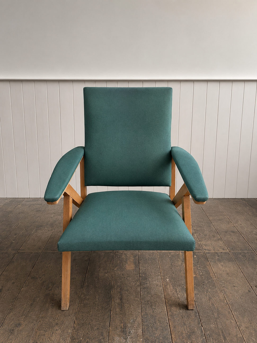 Mid Century Vinyl + Beech armchair Mid Century Vinyl + Beech armchair