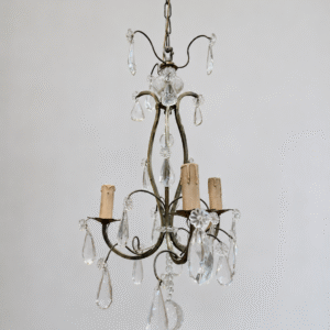 Vintage French Gilt Brass Crystal Chandelier Vintage French Gilt Brass Crystal Chandelier