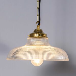 Vintage Ribbed Glass Pendant