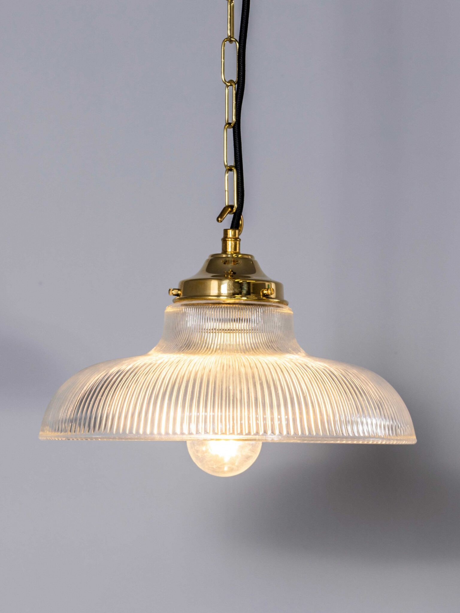 Vintage Ribbed Glass Pendant