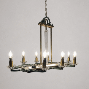 Art Deco French Wrought Iron Chandelier