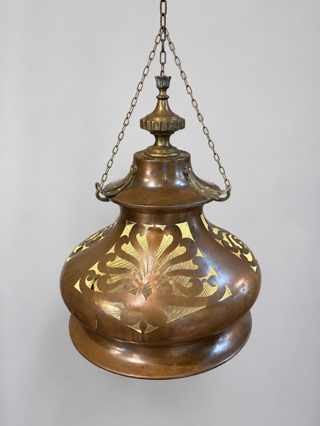 Antique Arts + Crafts Copper Brass Pendant Antique Arts + Crafts Copper Brass Pendant